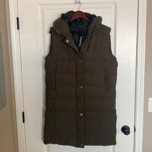 Long Olive Puffer Vest / Gilet NWT